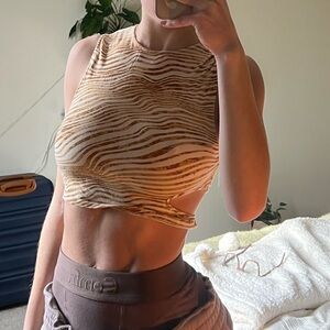 Motel Rocks Tan and Cream Patterned Top